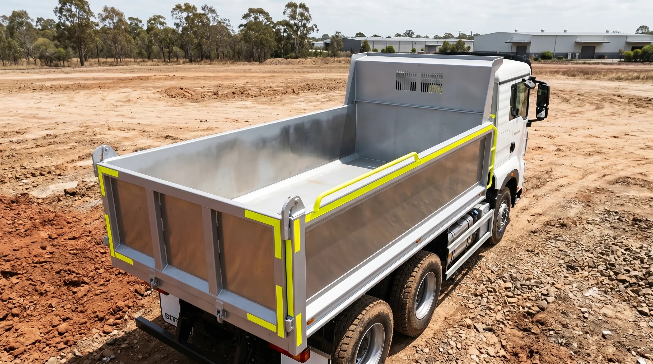 Tipper truck bed detail showing payload capacity