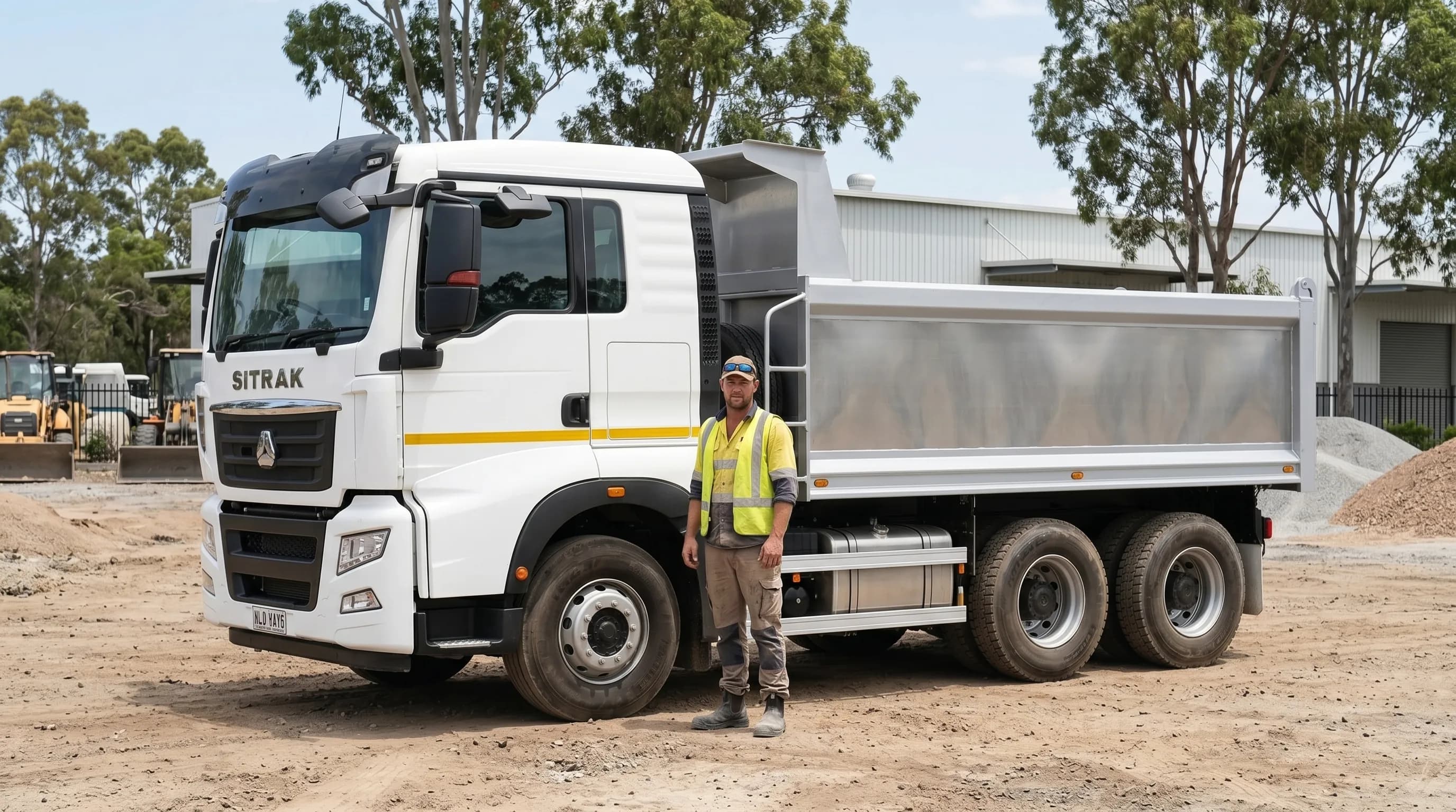 Tipper truck delivering bulk material to a civil site
