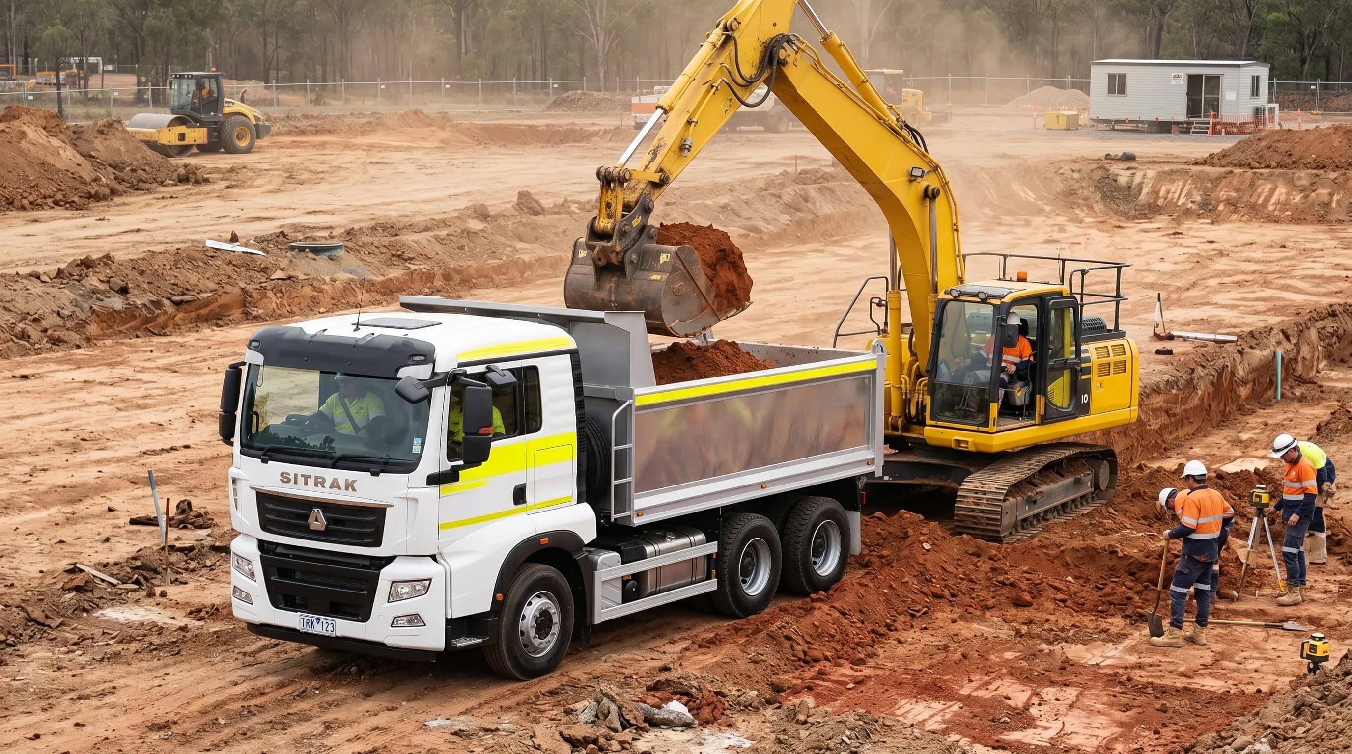 Operated tipper truck on a Gold Coast civil earthmoving site
