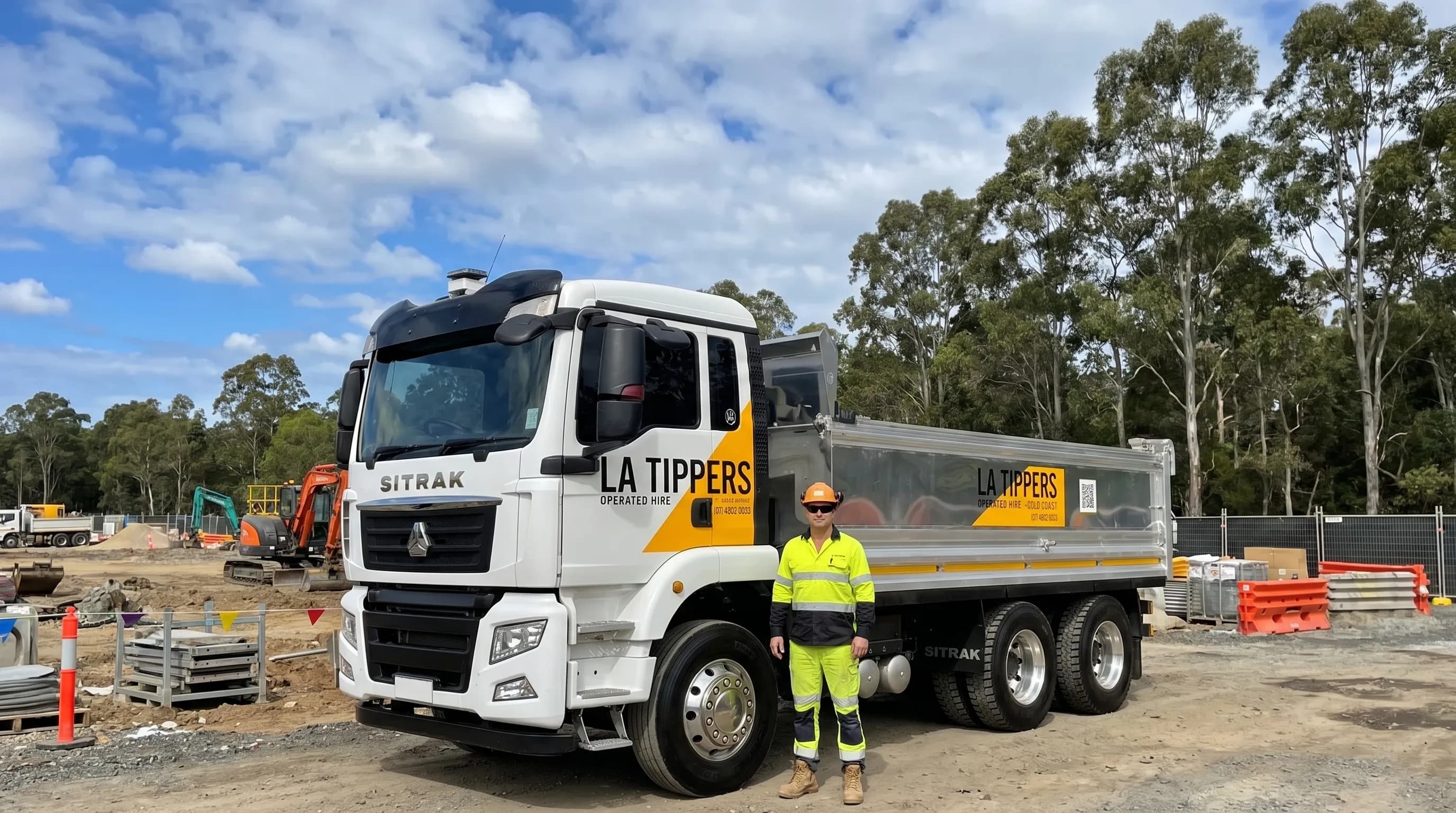Tipper truck on a Burleigh Heads civil construction site, Gold Coast