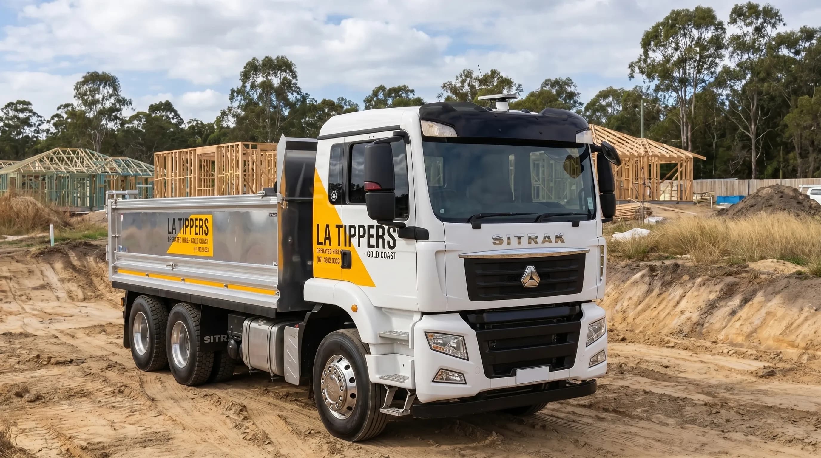 SITRAK G5S 6×4 tipper on a Palm Beach Gold Coast subdivision job