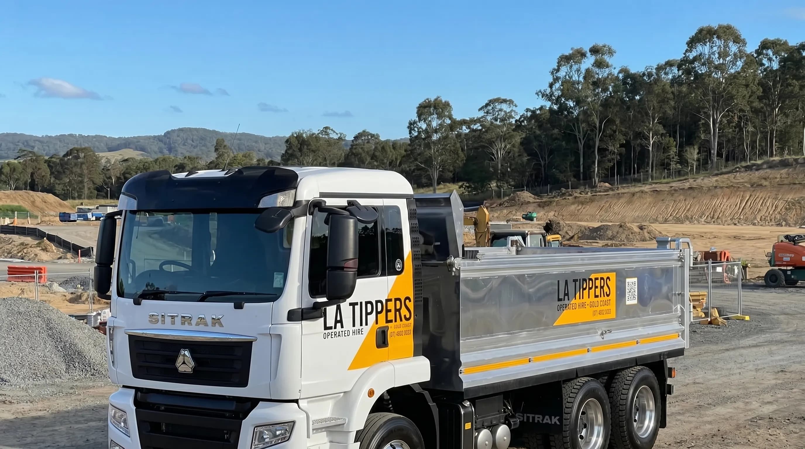 Operated tipper truck on a Tweed Heads civil site near the QLD–NSW border