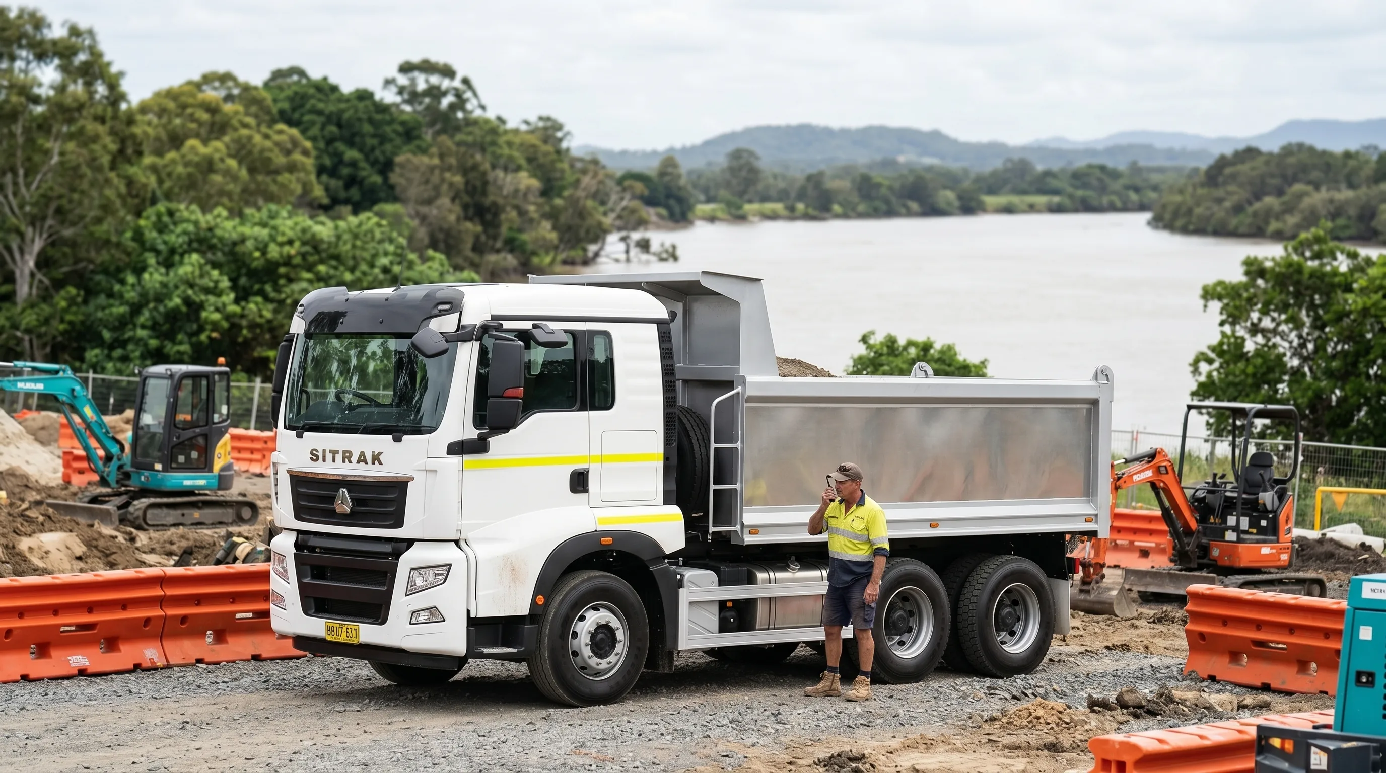 Operated tipper truck on a Tweed Heads civil site near the QLD–NSW border