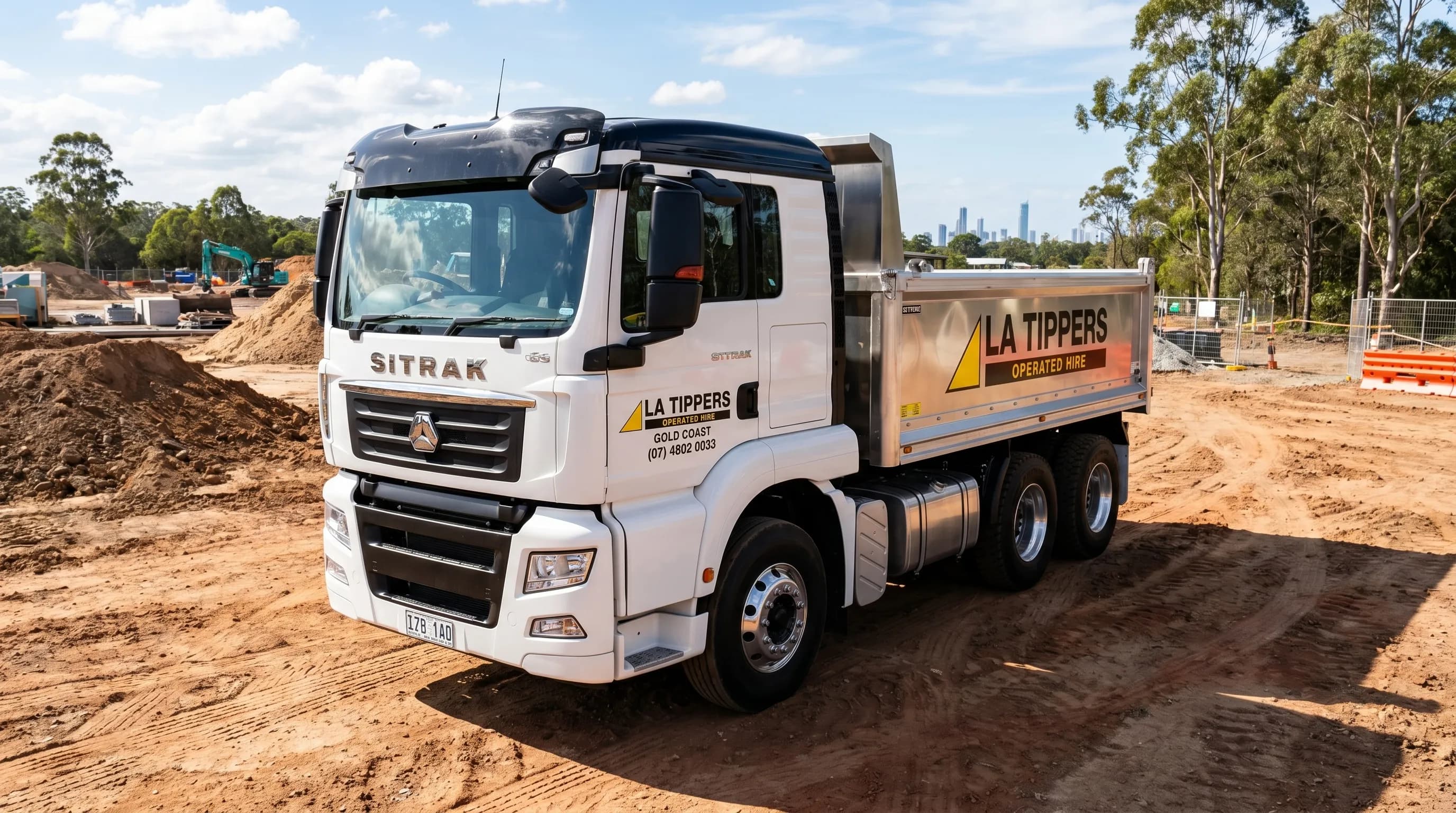 Operated tipper truck on a Gold Coast civil site
