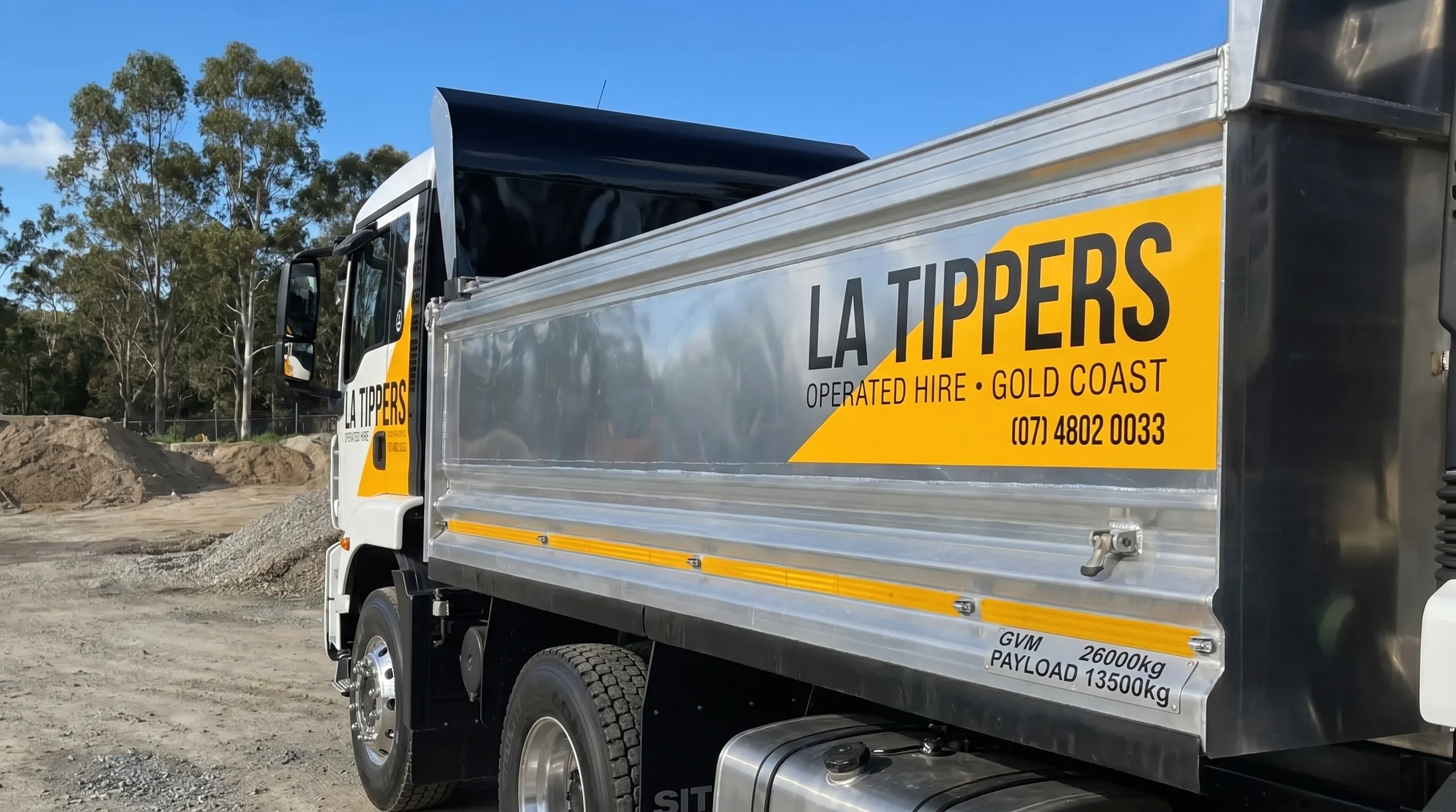 Tipper truck bed detail showing payload capacity